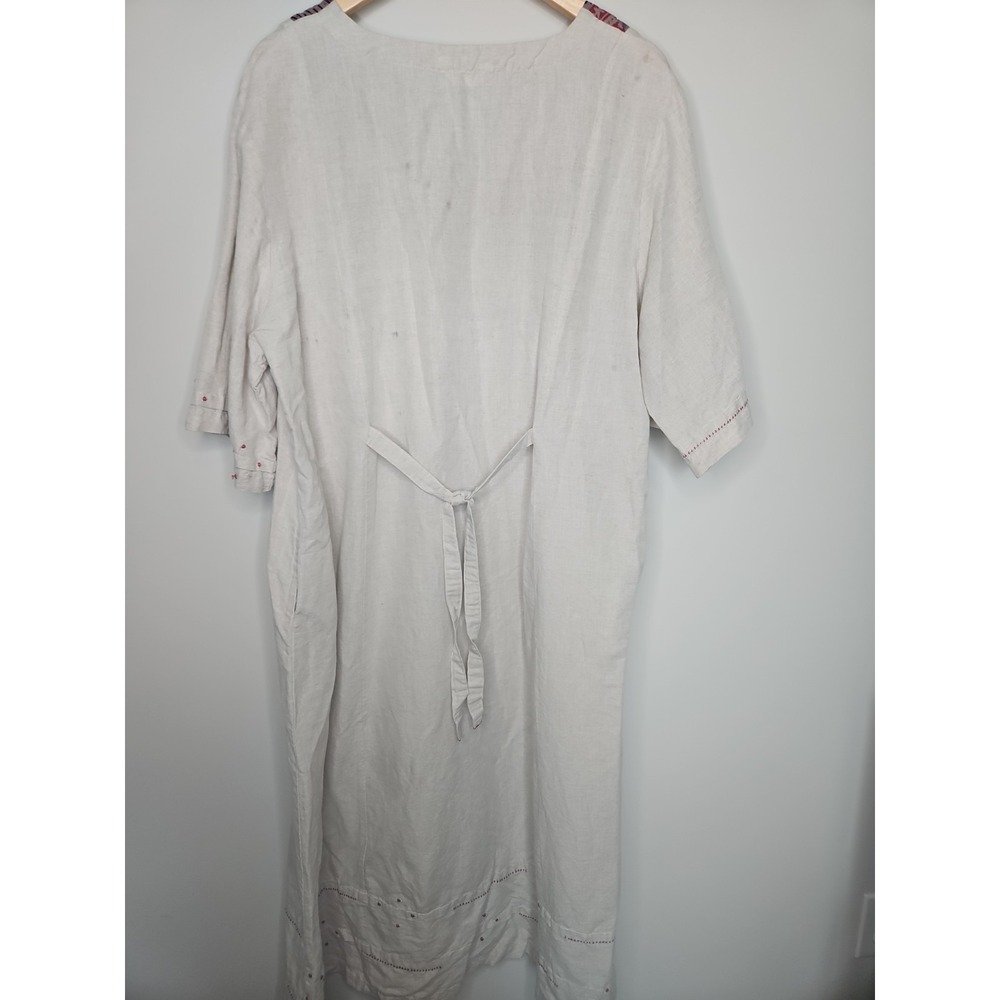 Marketplace India Dress 2W Maxi Tan Patchwork Embroidered Boho Prairie Tassels - Picture 8 of 16